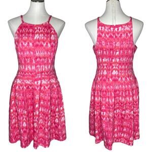 Calvin Klein Pink Tie Dye Fit and Flare Halter Dress XL